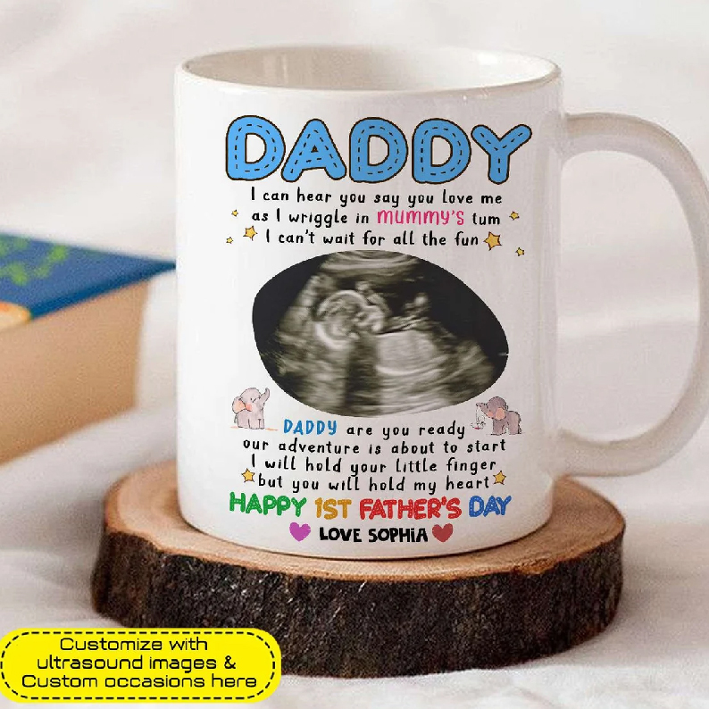 Personalized Happy 1st Fathers Day Mug Custom Mug With Name Kids Fathers Day Gift